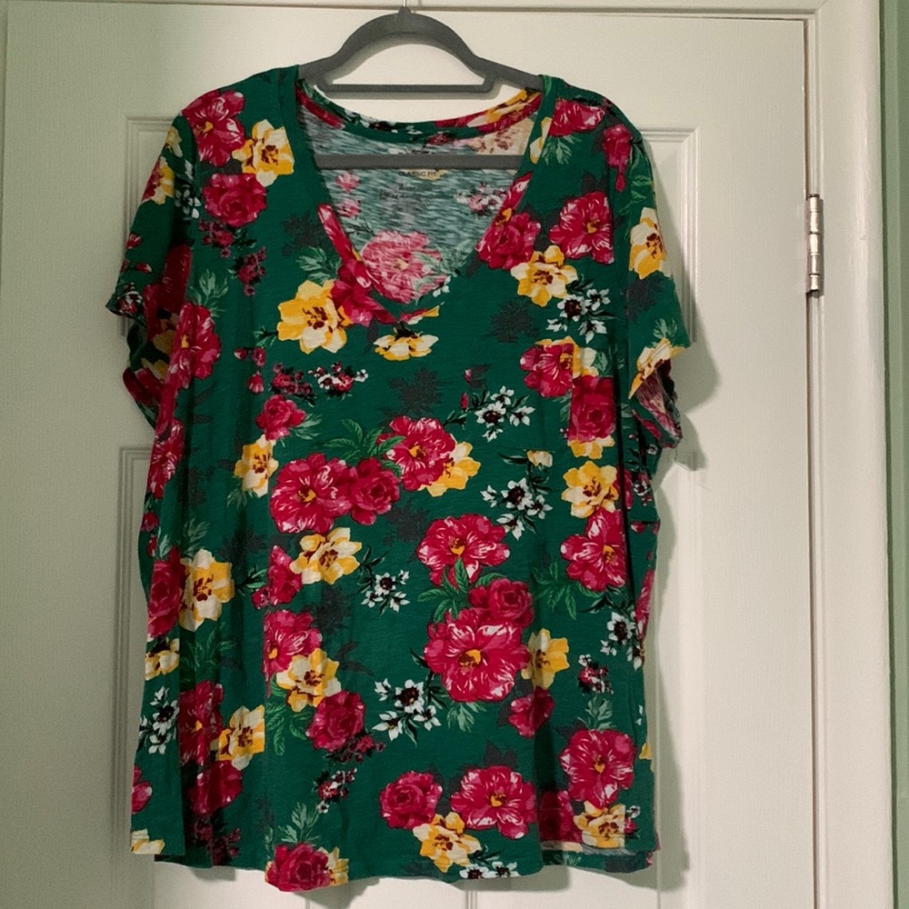 Torrid green floral classic fit tee